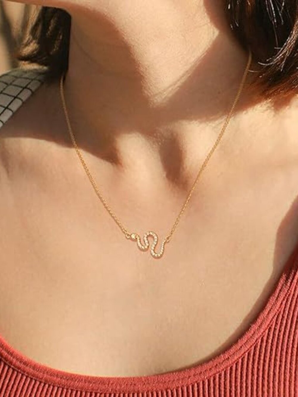 Neiman Marcus 14K Gold Plated CZ Snake Necklace